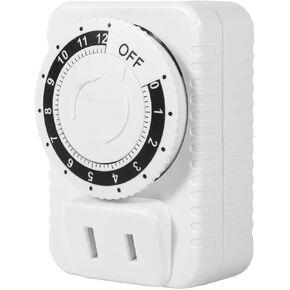 Indoor Mechanical Outlet Timer, 12 Hour Electrical Accurate Countdown Plug in Timing Switch 2 Prong Heavy Duty Grounded Outlet for Energy Saving Home Office Kitchen Phone Charger Lamps Grow Light in Saudi Arabia