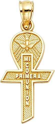 14k Yellow Gold Cross Religious Pendant - More in Kuwait