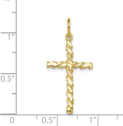 Solid 10k Yellow Gold Nugget Cross Charm Pendant - 30mm x 16mm - Jewelry Gifts For Women Wife Mom Gifts For Men Husband Dad in Saudi Arabia