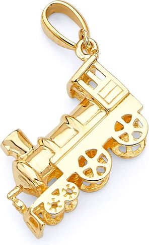 The World Jewelry Center 14k Real Yellow Gold Train Charm Pendant in Saudi Arabia