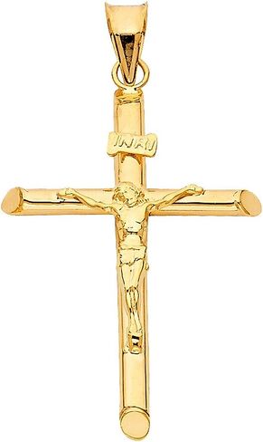 GoldenMine Fine Jewelry Collection 14k Yellow Gold Religious Crucifix Pendant in Kuwait