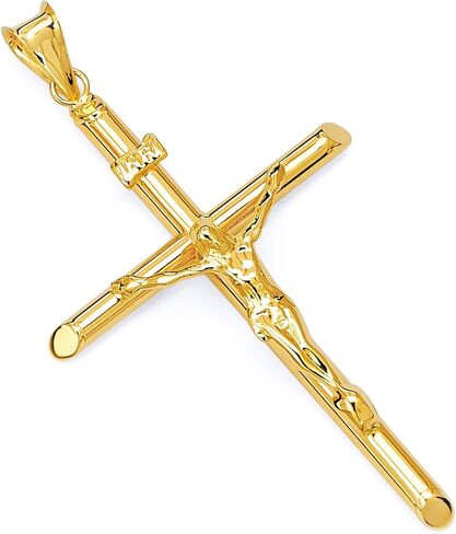 GoldenMine Fine Jewelry Collection 14k Yellow Gold Religious Crucifix Pendant in Kuwait