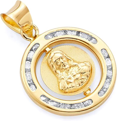 14K Yellow Gold Religious Double Side Charm Pendant in Saudi Arabia