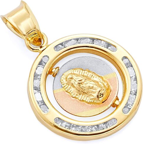 14K Yellow Gold Religious Double Side Charm Pendant in Saudi Arabia