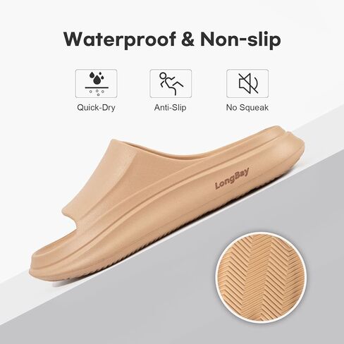 LongBay Cloud Slides for Women and Men, Comfy Cushion Pillow Slides Soft Open Toe House Slippers for Indoor and Outdoor, Non Slip Bathroom Shower Shoes Thick Sole Supportive Beach Sandals in Saudi Arabia