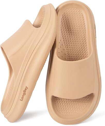 LongBay Cloud Slides for Women and Men, Comfy Cushion Pillow Slides Soft Open Toe House Slippers for Indoor and Outdoor, Non Slip Bathroom Shower Shoes Thick Sole Supportive Beach Sandals in Saudi Arabia