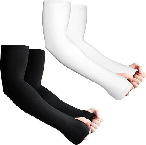 Skylety 2 Pairs Thermal Arm Warmer Cycling Arm Warmer Winter Arm Sleeves Arm Cover with Thumb Holes for Men Women in Saudi Arabia