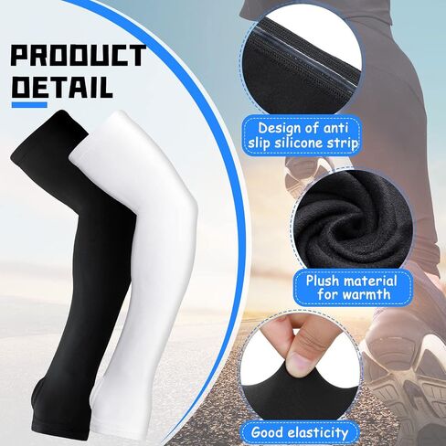 Skylety 2 Pairs Thermal Arm Warmer Cycling Arm Warmer Winter Arm Sleeves Arm Cover with Thumb Holes for Men Women in Saudi Arabia