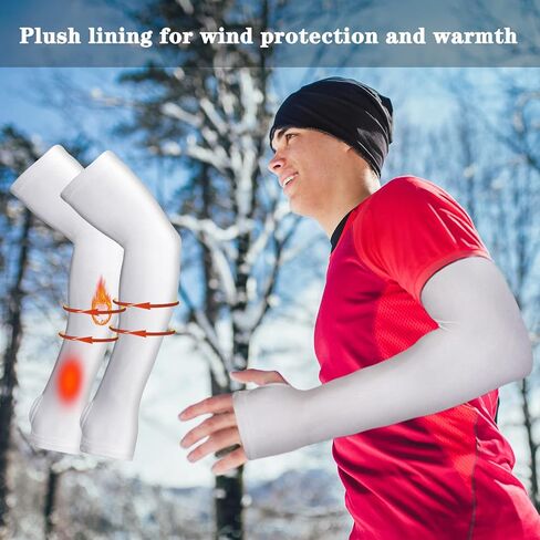 Skylety 2 Pairs Thermal Arm Warmer Cycling Arm Warmer Winter Arm Sleeves Arm Cover with Thumb Holes for Men Women in Saudi Arabia