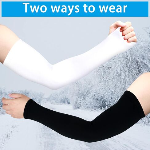 Skylety 2 Pairs Thermal Arm Warmer Cycling Arm Warmer Winter Arm Sleeves Arm Cover with Thumb Holes for Men Women in Saudi Arabia