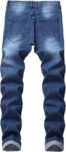 COOSVEN Men's Skinny Ripped Jeans Slim Fit Distressed Stretch Denim Pants in Kuwait