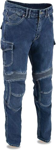 Milwaukee Leather MDM5012 Men's Blue Armored Straight Cut Denim Jeans Reinforced with Aramid by DuPont Fibers in Saudi Arabia