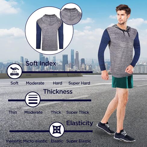 Men's Long Sleeve Pullover Hoodie 3 Pack Dry Fit Moisture Wicking Shirts Workout in Kuwait