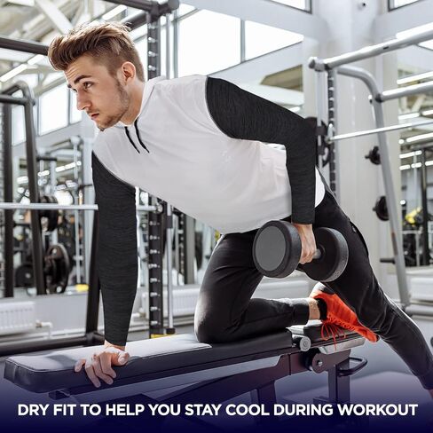 Men's Long Sleeve Pullover Hoodie 3 Pack Dry Fit Moisture Wicking Shirts Workout in Kuwait