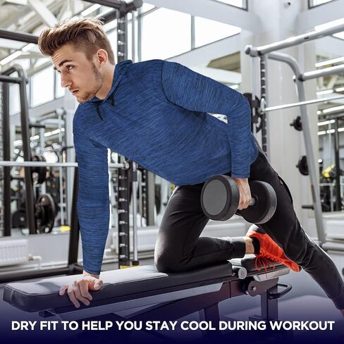 Men's Long Sleeve Pullover Hoodie 3 Pack Dry Fit Moisture Wicking Shirts Workout in Kuwait