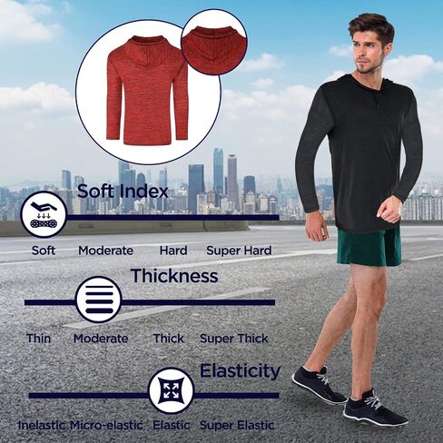 Men's Long Sleeve Pullover Hoodie 3 Pack Dry Fit Moisture Wicking Shirts Workout in Kuwait
