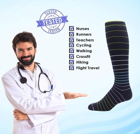 Dr. Motion 4 Pairs Men's Therapeutic Graduated Support Compression Knee High Socks Best For Everyday in Saudi Arabia