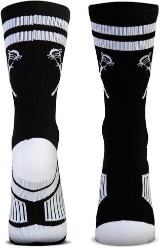 ChalkTalkSPORTS Lacrosse Performance Crew Socks - Retro Crossed Sticks - Youth & Adult - Multiple Colors - Lax Mid-Calf Socks in Kuwait