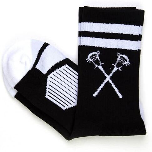 ChalkTalkSPORTS Lacrosse Performance Crew Socks - Retro Crossed Sticks - Youth & Adult - Multiple Colors - Lax Mid-Calf Socks in Kuwait