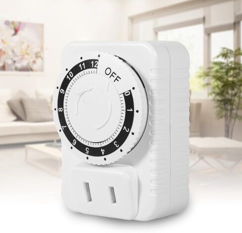 Indoor Mechanical Outlet Timer, 12 Hour Electrical Accurate Countdown Plug in Timing Switch 2 Prong Heavy Duty Grounded Outlet for Energy Saving Home Office Kitchen Phone Charger Lamps Grow Light in Saudi Arabia