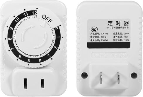 Indoor Mechanical Outlet Timer, 12 Hour Electrical Accurate Countdown Plug in Timing Switch 2 Prong Heavy Duty Grounded Outlet for Energy Saving Home Office Kitchen Phone Charger Lamps Grow Light in Saudi Arabia
