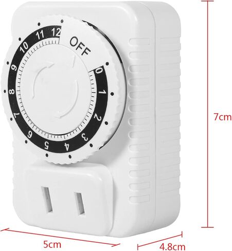 Indoor Mechanical Outlet Timer, 12 Hour Electrical Accurate Countdown Plug in Timing Switch 2 Prong Heavy Duty Grounded Outlet for Energy Saving Home Office Kitchen Phone Charger Lamps Grow Light in Saudi Arabia