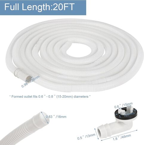 HOXHA Air Conditioner Drain Hose Kit Plastic Tubing for AC Condensate Flexible Durable Drain Hose for Mini Split AC Portable AC Washer Dishwasher Faucet, 5 Ft in Saudi Arabia