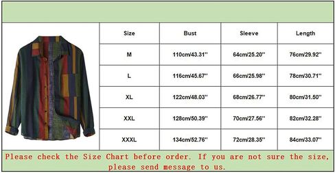 Men's Casual Cotton Linen Shirts Long Sleeve Color Block Button Down Shirt Striped Relaxed-Fit Vintage Beach Tops in Saudi Arabia