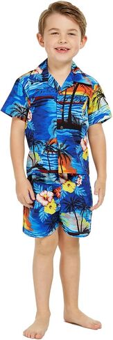 Matchable Family Hawaiian Luau Men Women Girl Boy Clothes in Sunset Blue in Saudi Arabia