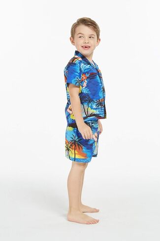 Matchable Family Hawaiian Luau Men Women Girl Boy Clothes in Sunset Blue in Saudi Arabia