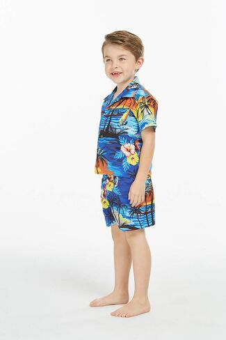 Matchable Family Hawaiian Luau Men Women Girl Boy Clothes in Sunset Blue in Saudi Arabia