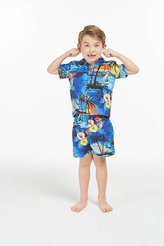 Matchable Family Hawaiian Luau Men Women Girl Boy Clothes in Sunset Blue in Saudi Arabia