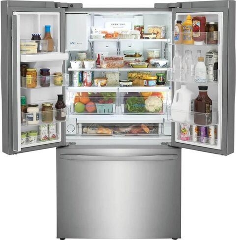 Frigidaire FRFS2823AS 36" Freestanding French Door Refrigerator 27.8 ft. Capacity, 4 Glass Shelves, 9 cu. ft. Freezer Capacity, External Water Dispenser, Ice Maker, Water Filter in Stainless Steel in Saudi Arabia