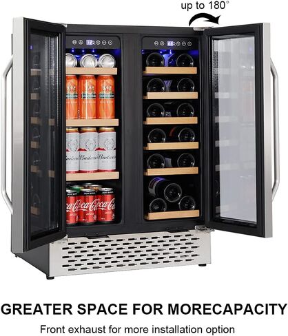 Macaiiroos Wine and Beverage Refrigerator, 24 inch Under Counter Dual Zone Wine Cooler for Home - Built in Wine Fridge w/ 20 Bottles and 78 Cans Capacity in Saudi Arabia