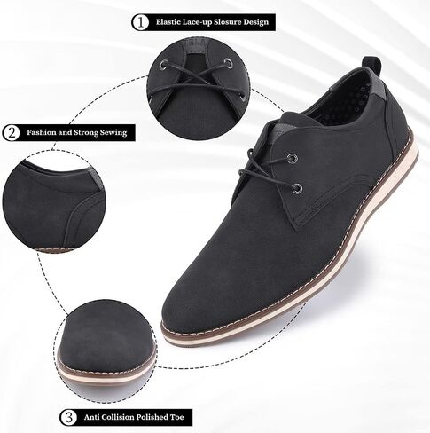 EliteLand Men's Dress Shoes, Mens Oxford Shoes, Leather Stylish Lace-up Wingtip Brogues, Business Casual Formal Derby Shoe in Kuwait