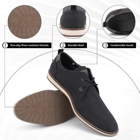 EliteLand Men's Dress Shoes, Mens Oxford Shoes, Leather Stylish Lace-up Wingtip Brogues, Business Casual Formal Derby Shoe in Kuwait