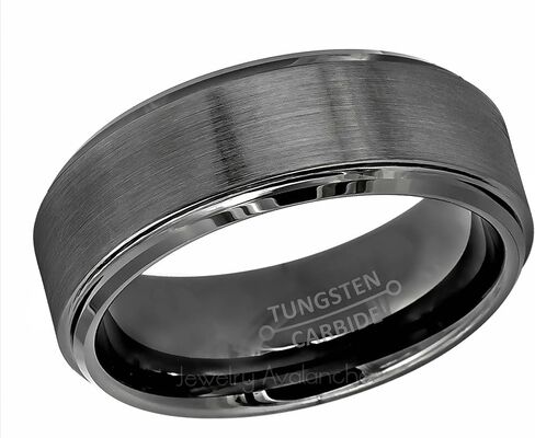 Jewelry Avalanche Brushed Gunmetal Tungsten Ring, Men's Tungsten Wedding Band in Saudi Arabia