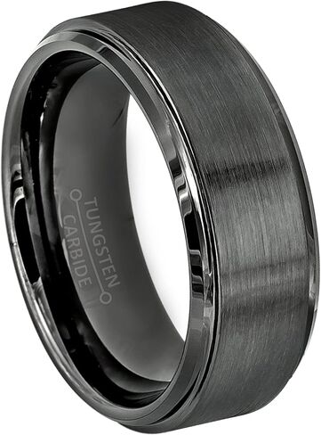 Jewelry Avalanche Brushed Gunmetal Tungsten Ring, Men's Tungsten Wedding Band in Saudi Arabia