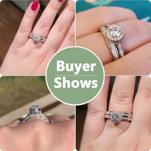 Newshe Wedding Rings Set for Him and Her Women Mens Tungsten Bands Round Cz 3Ct Sterling Silver Size 5-13 in Kuwait