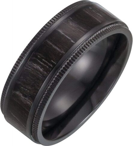 Sonia Jewels Black 8mm Coin-Edge Wedding Band Ring Comfort Fit Wood Inlay in Saudi Arabia