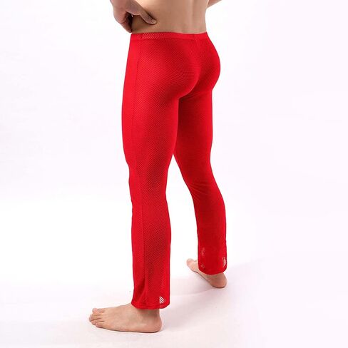 Ctreela Sheer Mesh Long Pants for Men Sexy Lingerie See Through Trousers Openwork Lounge Bottoms Nightwear Long Johns in Saudi Arabia