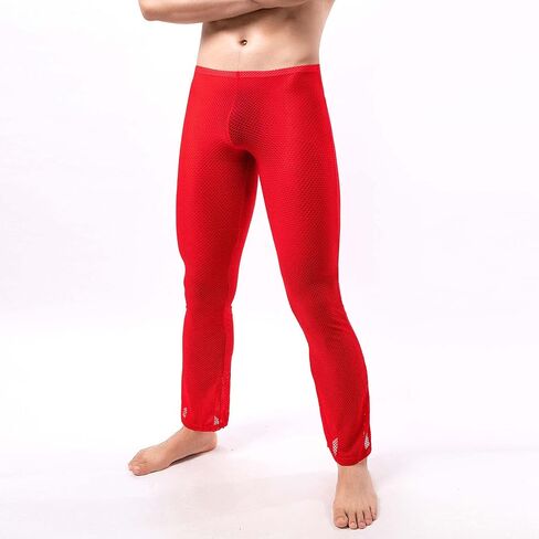 Ctreela Sheer Mesh Long Pants for Men Sexy Lingerie See Through Trousers Openwork Lounge Bottoms Nightwear Long Johns in Saudi Arabia