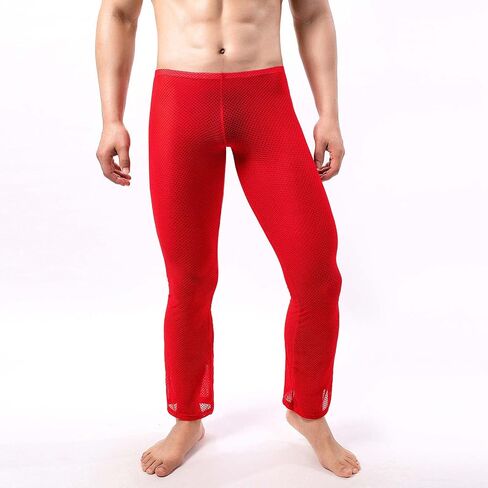 Ctreela Sheer Mesh Long Pants for Men Sexy Lingerie See Through Trousers Openwork Lounge Bottoms Nightwear Long Johns in Saudi Arabia