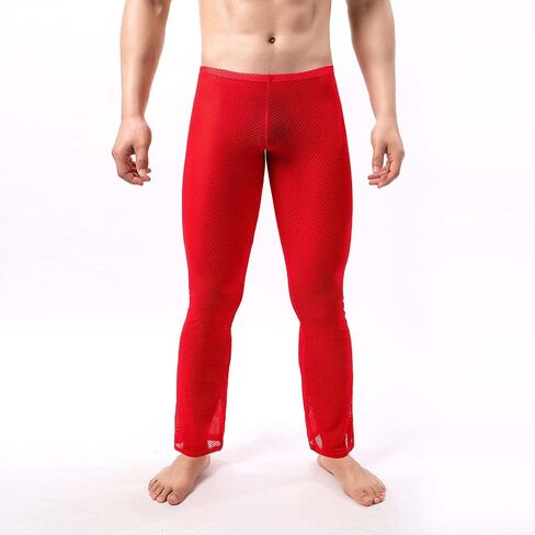 Ctreela Sheer Mesh Long Pants for Men Sexy Lingerie See Through Trousers Openwork Lounge Bottoms Nightwear Long Johns in Saudi Arabia