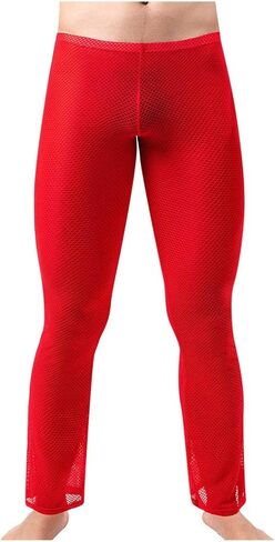 Ctreela Sheer Mesh Long Pants for Men Sexy Lingerie See Through Trousers Openwork Lounge Bottoms Nightwear Long Johns in Saudi Arabia