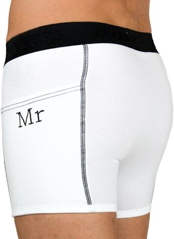 Foxers MR Monogrammed Soft White Cotton Men's Boxer Brief Underwear with Pockets S-XXL in Kuwait