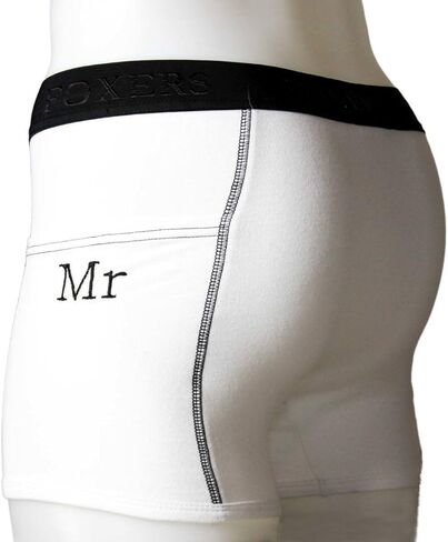Foxers MR Monogrammed Soft White Cotton Men's Boxer Brief Underwear with Pockets S-XXL in Kuwait