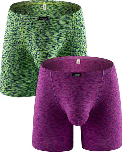 IKINGSKY Men's Quick-dry Long Leg Boxer Briefs Sexy Bulge Trunks No Ride Up Shorts Underwear Seamless Front Under Panties in Saudi Arabia
