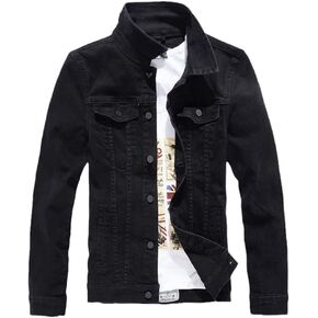 Men Denim Jackets Slim Fit Denim Coat Military Jacket Yellow Black Green White Jeans Jacket in Kuwait