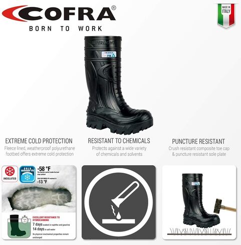 حذاء Cofra 00040-CU3.W11 Thermic Metguard EH PR للسلامة، 11، أسود in Kuwait